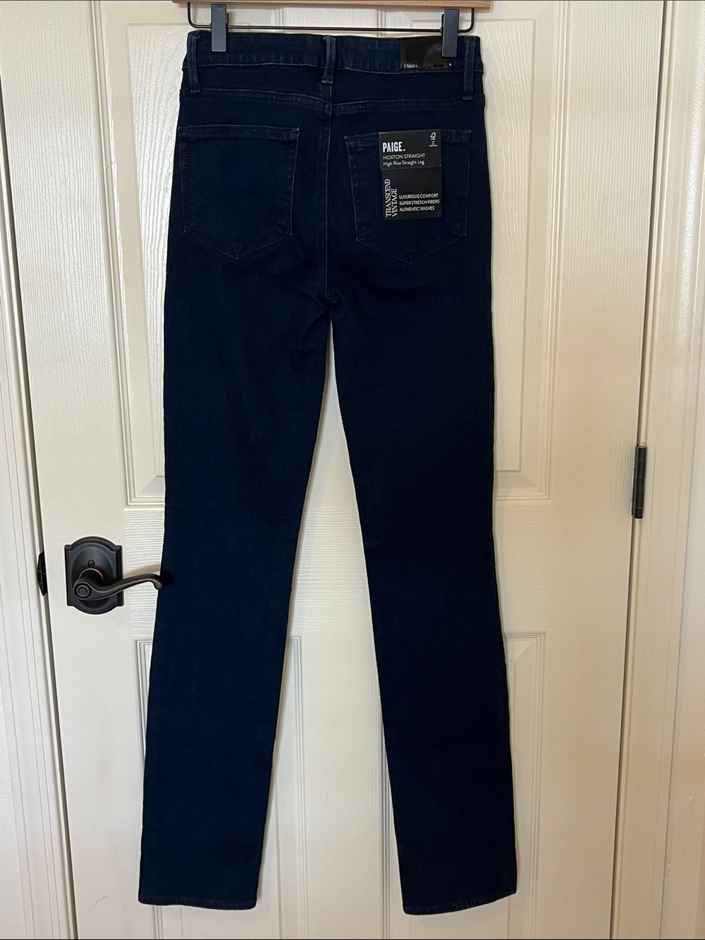 PAIGE Hoxton Straight Leg Jeans Deep Navy High Rise Transcend Vintage NWT - Picture 3 of 9